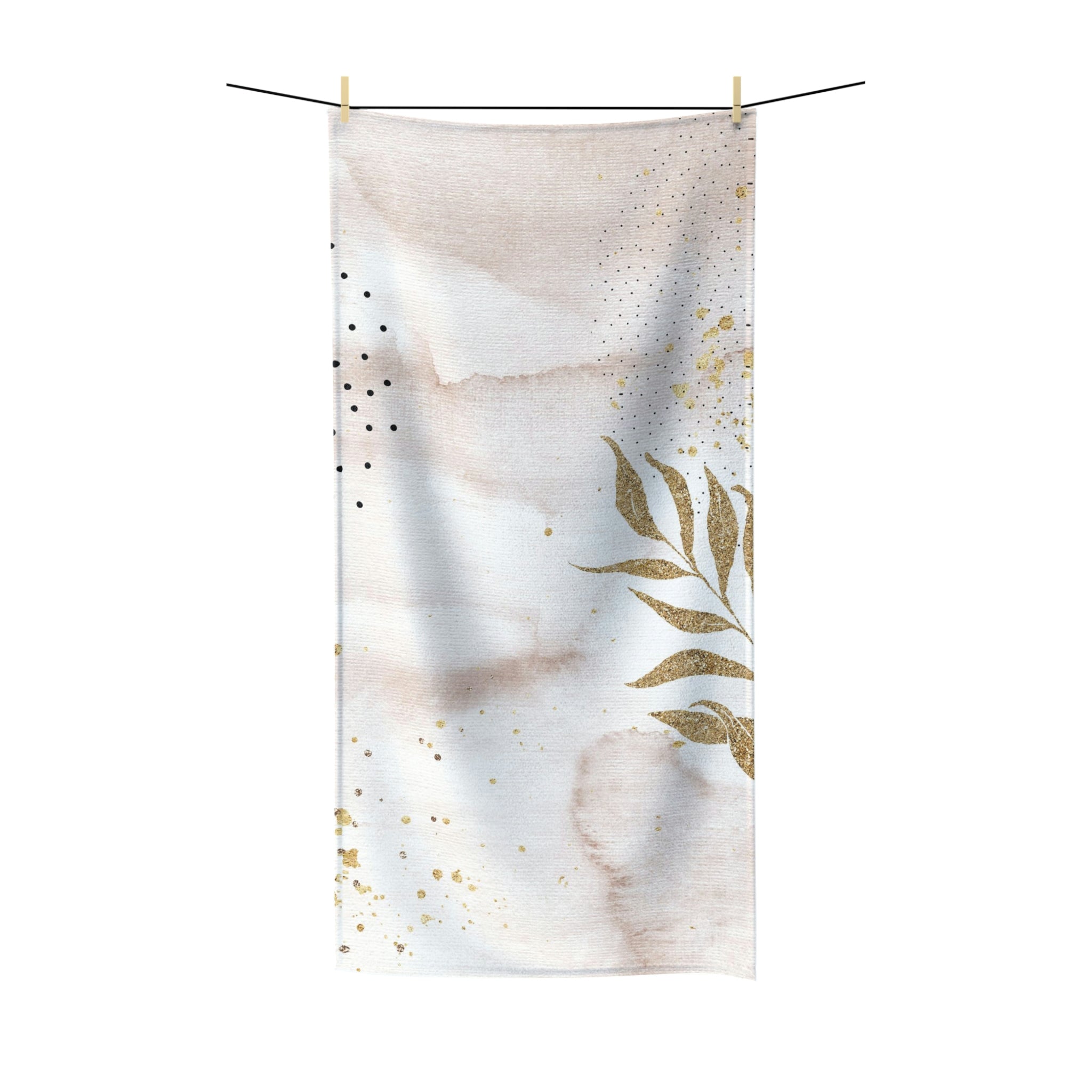 Floral Boho Bath Towel | Abstract Beige Ombre Floral