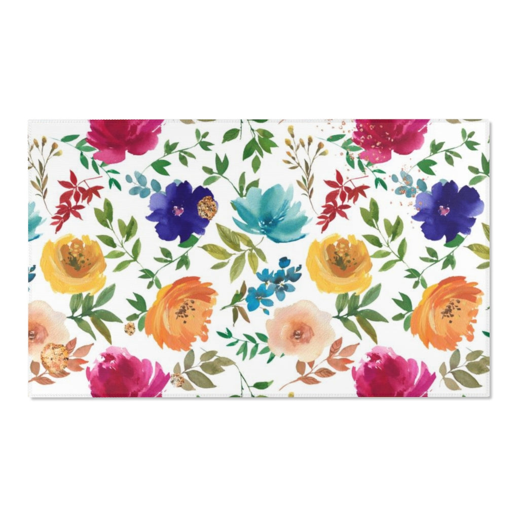 Floral Area Rug | Purple Pink Teal