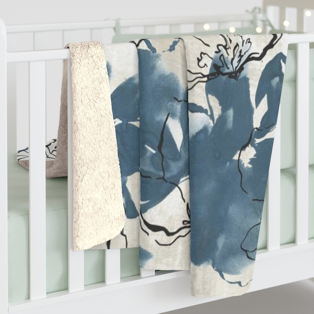 Floral Comfy Blanket | Navy Blue