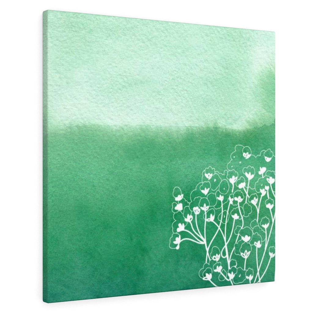FLORAL WALL CANVAS ART | Green White Ombre
