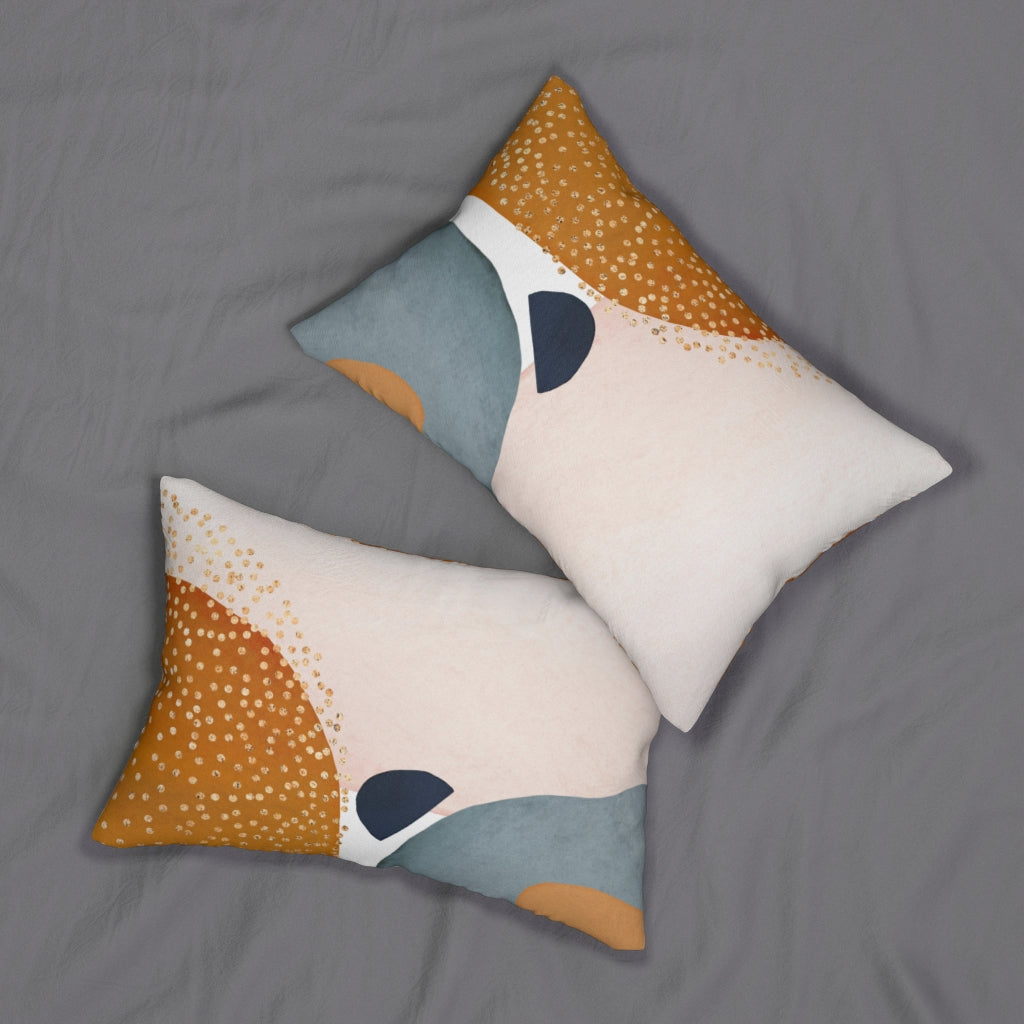 Abstract Lumbar Pillow, Dusty Blue, Blush Pink