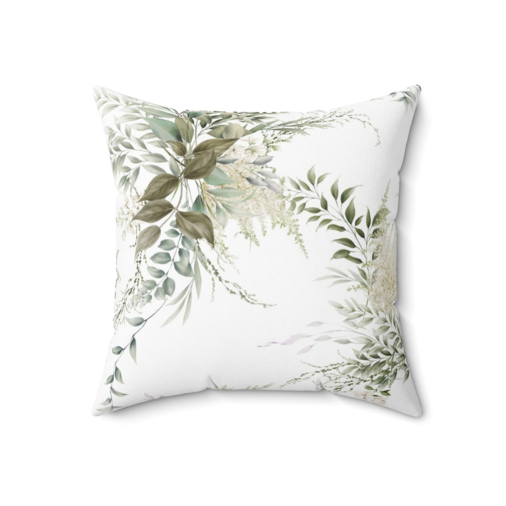 Floral Pillow Cover | White Green