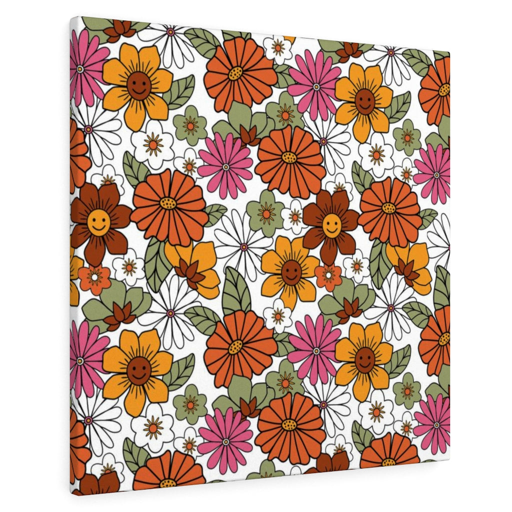 FLORAL WALL CANVAS ART | Orange Pink Yellow White