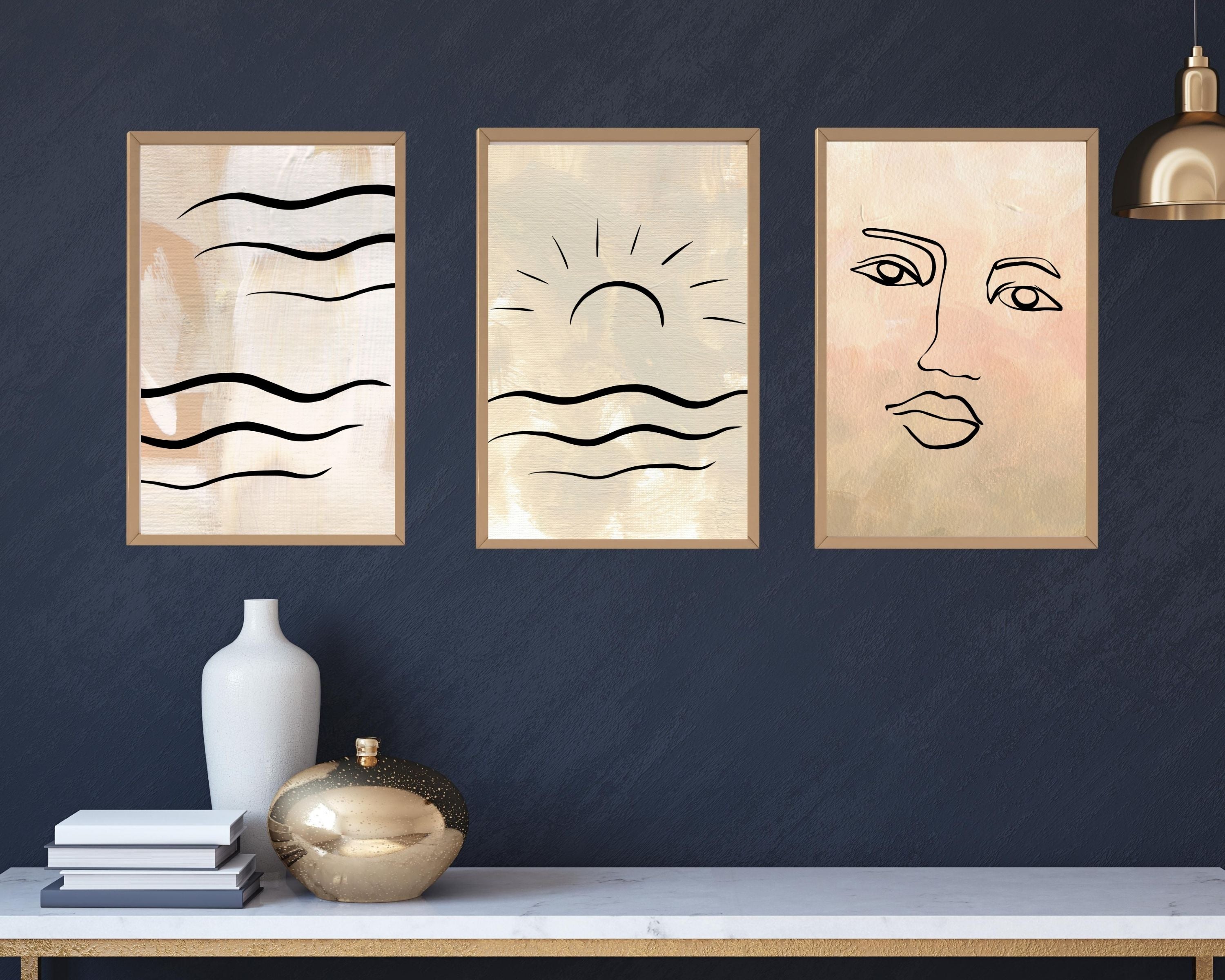 Abstract Terracotta Art Prints | Cream Beige Black