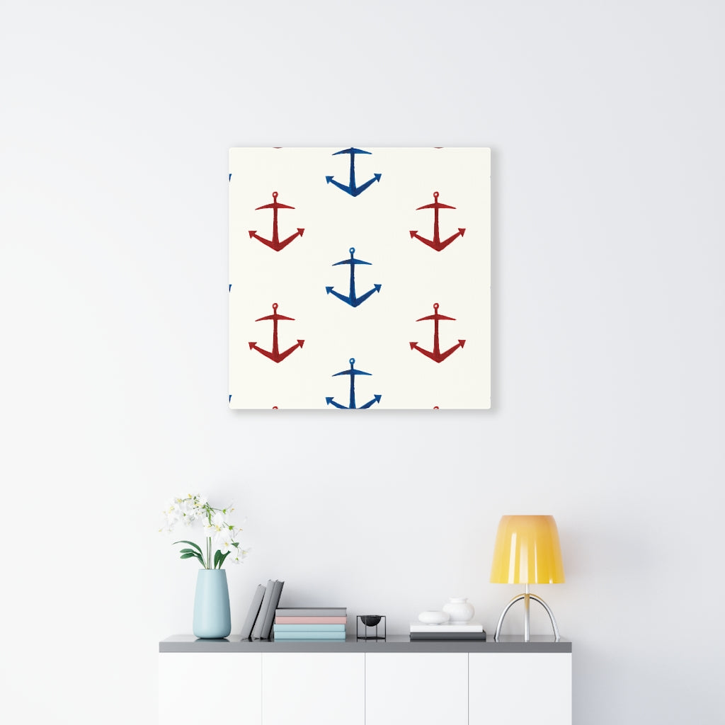CANVAS ART | White Red Blue Nautical Anchor