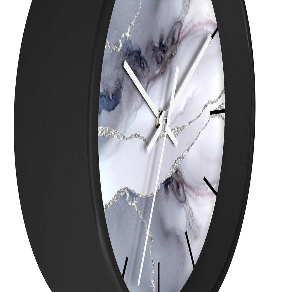 Marble Print, Wood, Wall Clock, Gray 10"