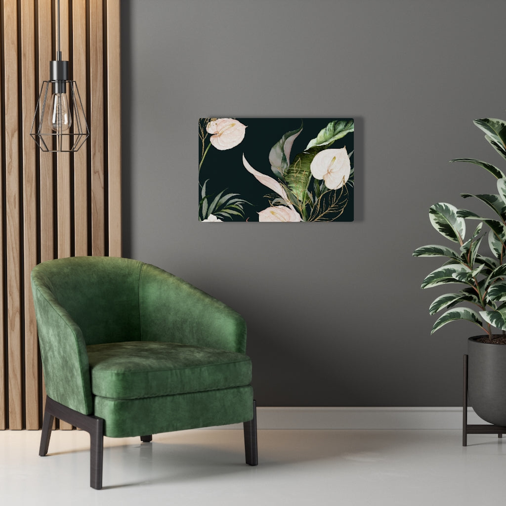 FLORAL WALL CANVAS ART | Black Green Beige