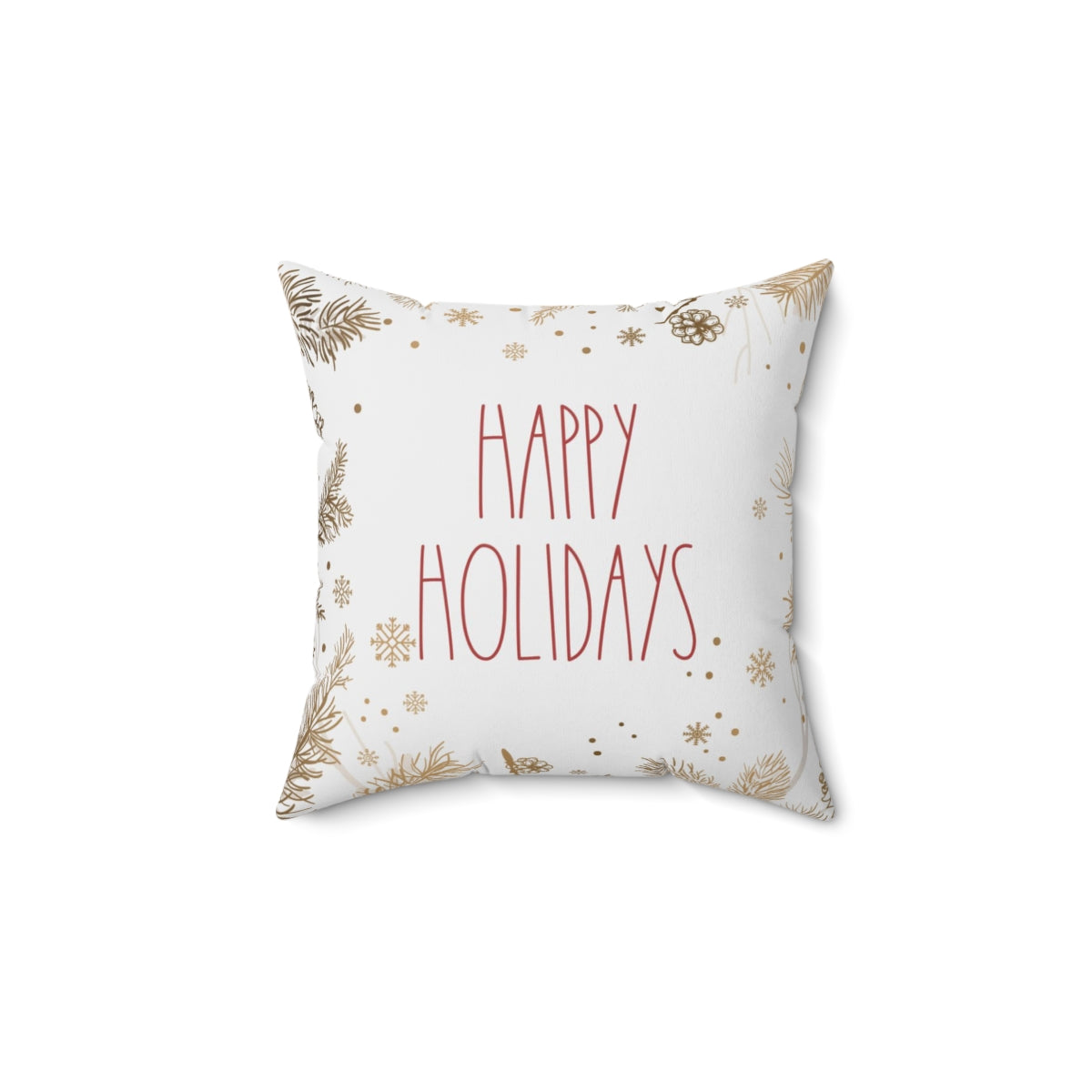 Christmas Square Pillow Cover | Happy Holidays Beige Branches