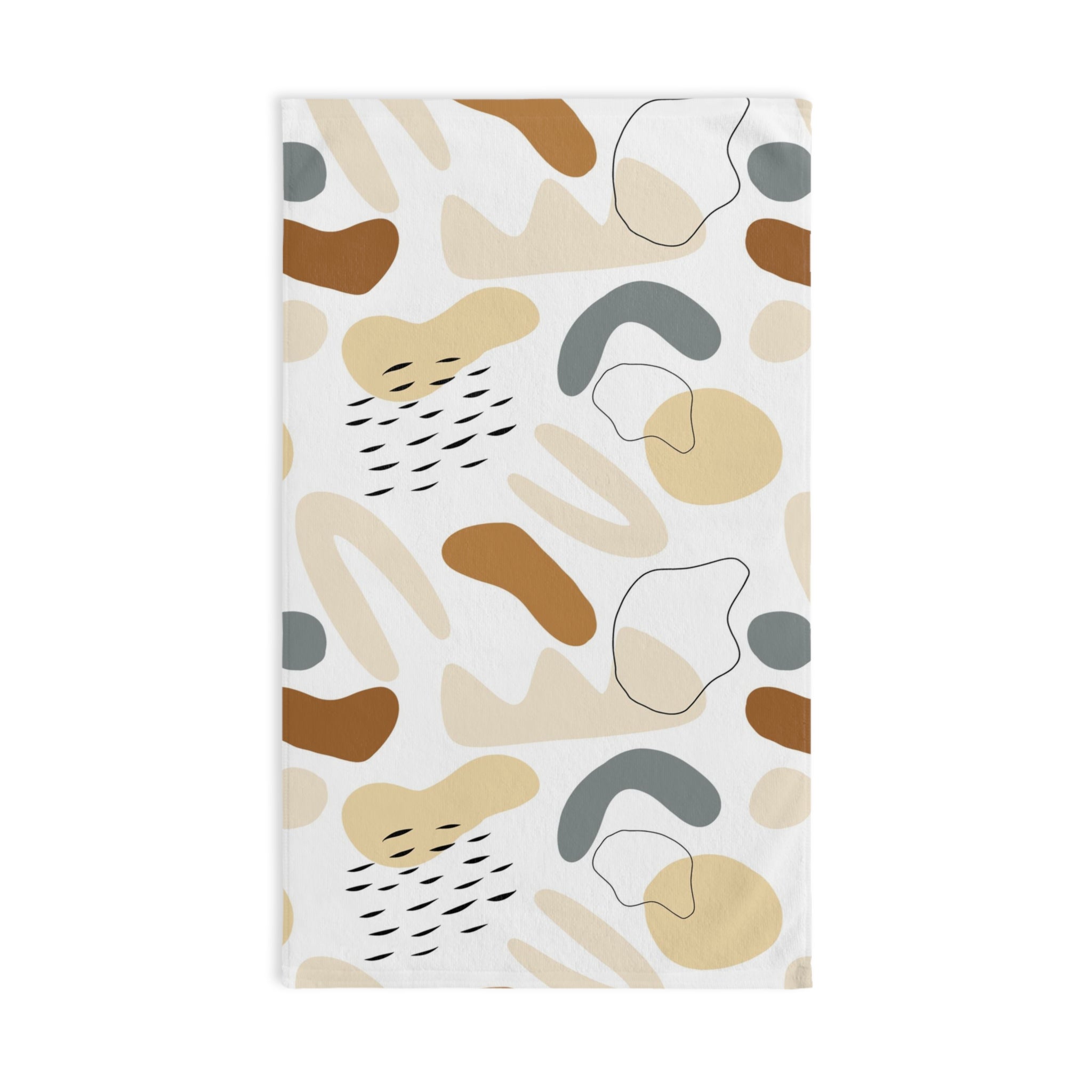 Kitchen, Bath Hand Towel | Boho White Brown Beige