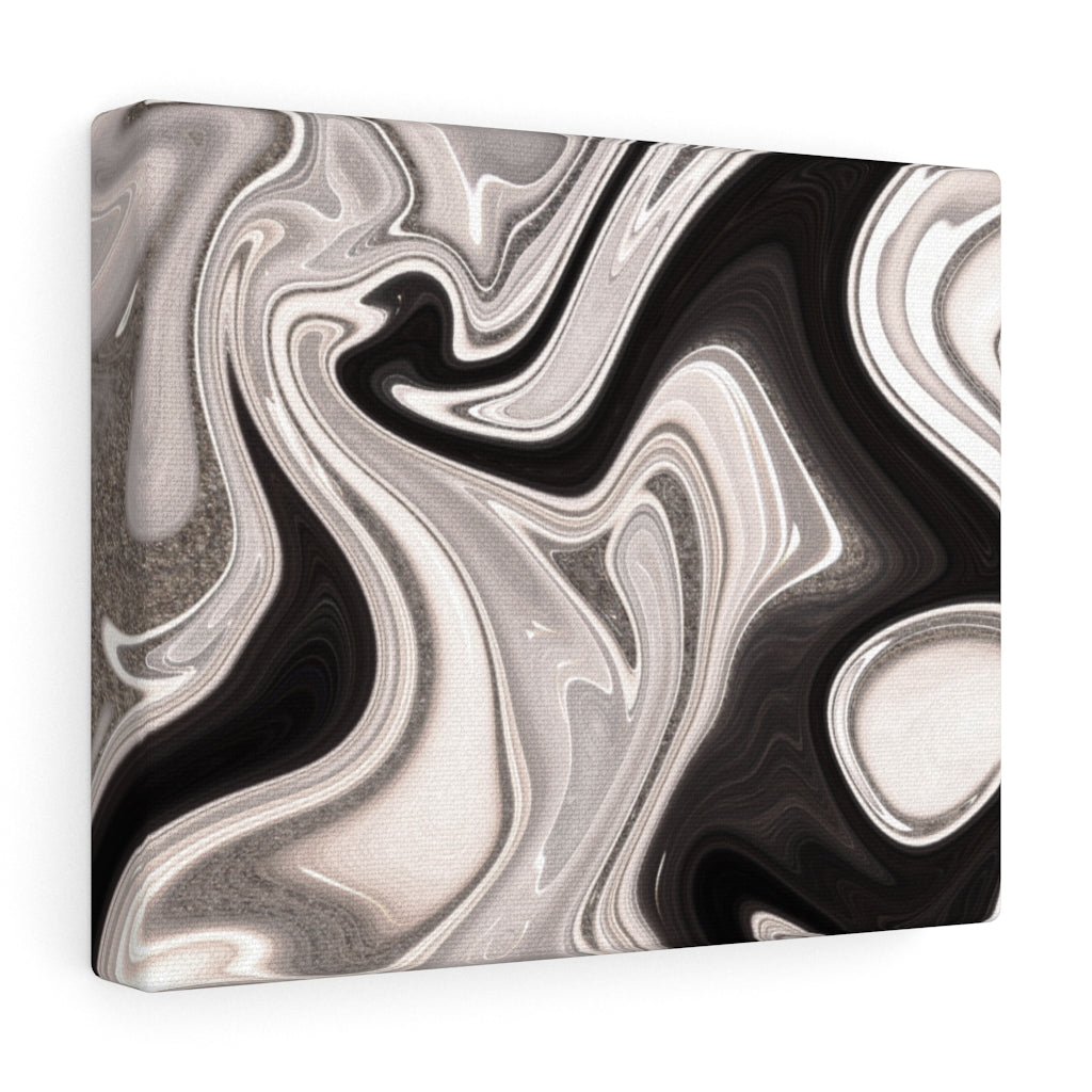 ABSTRACT WALL CANVAS ART | Black White Silver