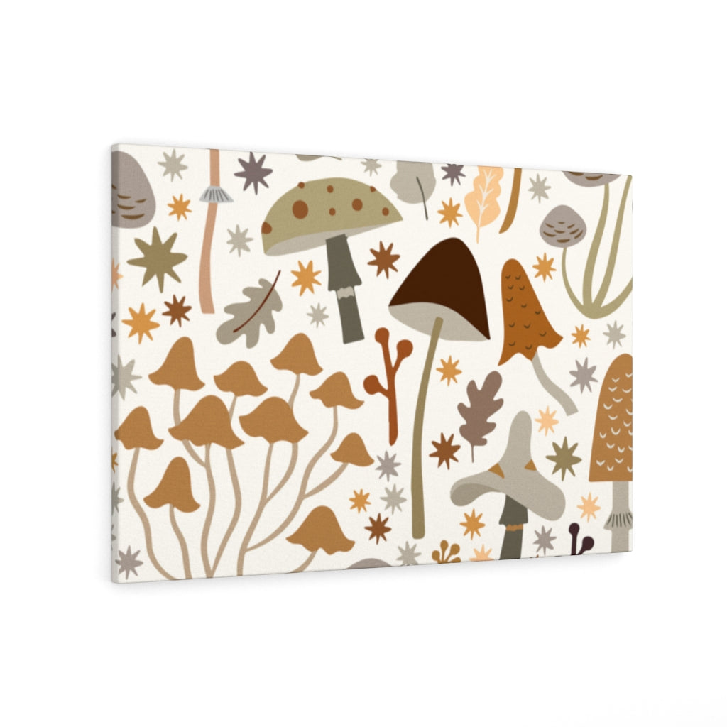 WHIMSICAL CANVAS ART | White Grey Yellow Mushrooms