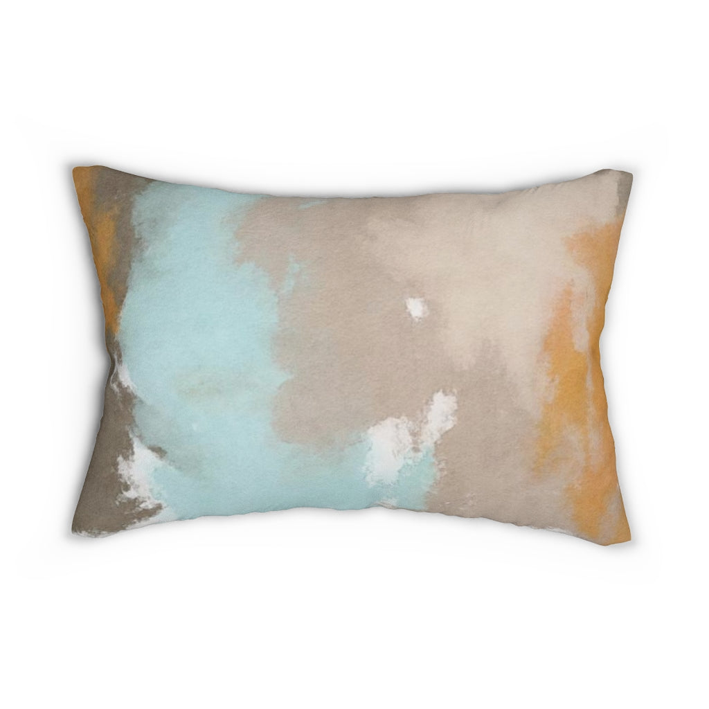 Abstract Boho Lumbar Pillow | Mint Green Beige Brown