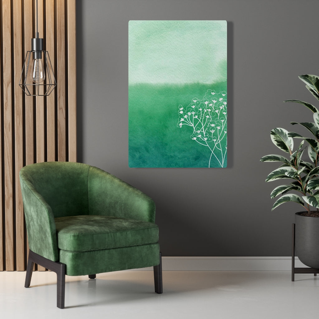 FLORAL WALL CANVAS ART | Green White Ombre