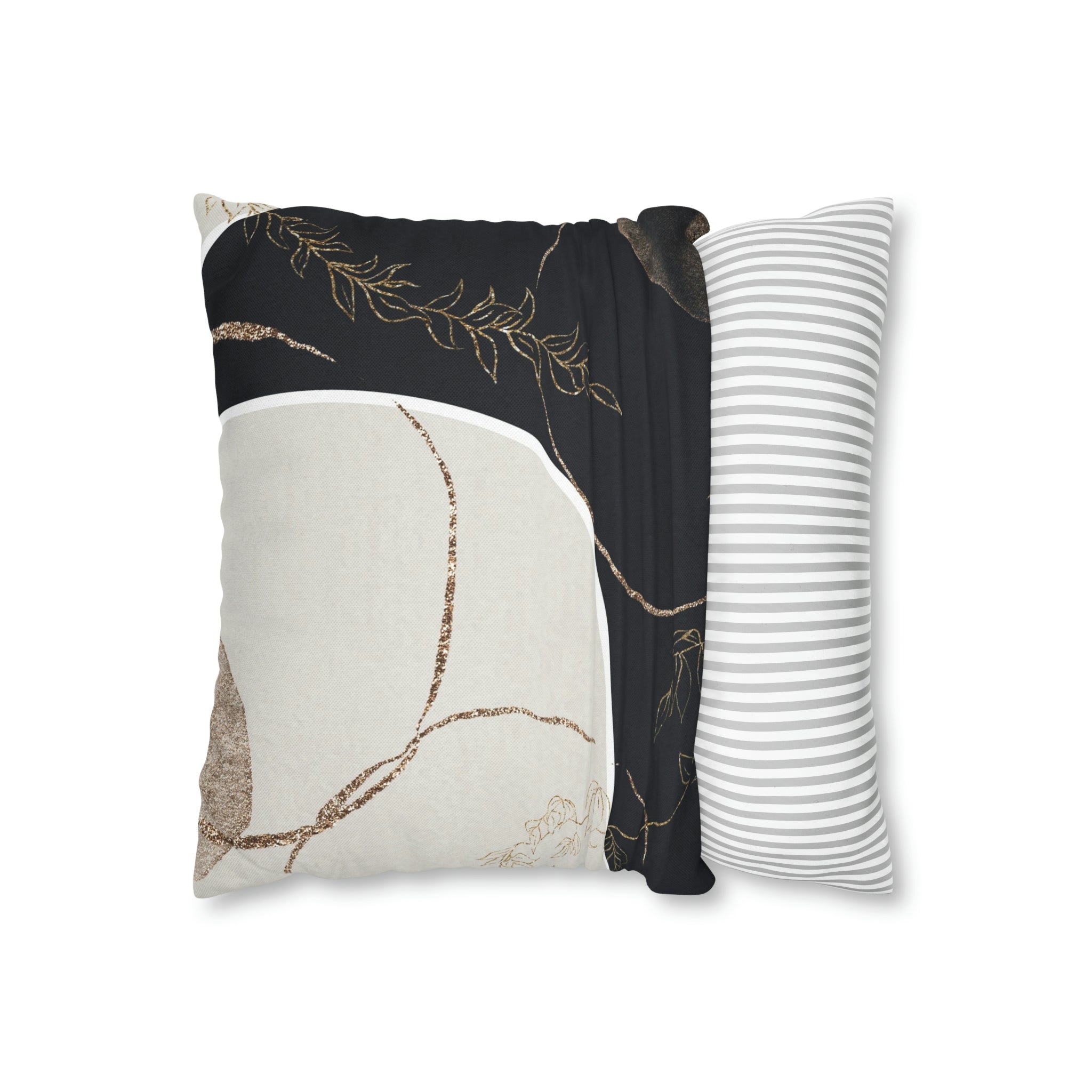 Abstract Boho Pillow Cover | Black Cream Beige