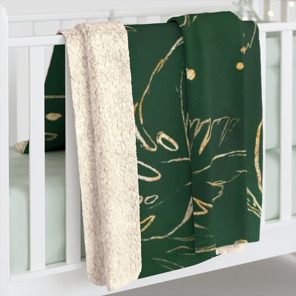 Floral Boho Comfy Blanket | Gold Leaves