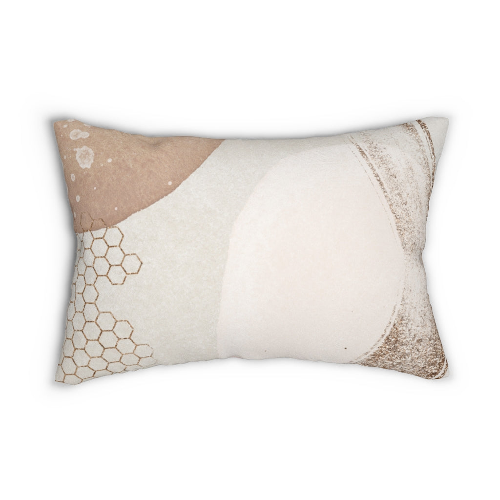 Abstract Lumbar Pillow, Pastel, Ivory, Beige, Blush Pink