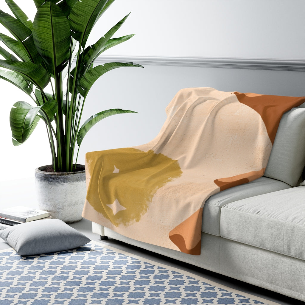 Black Cactus Stars, Desert Terracotta, Southwestern Blanket
