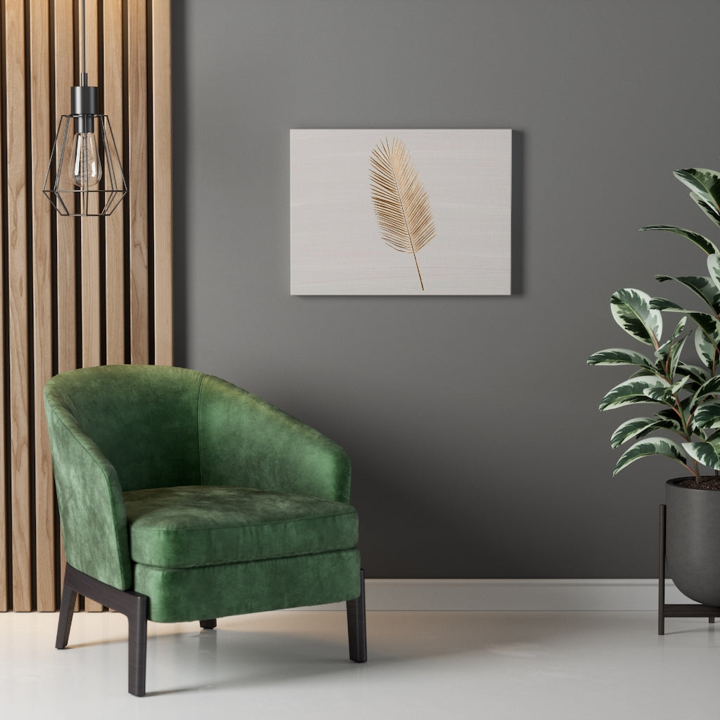 Modern Wall Canvas Art | Beige Gold Feather