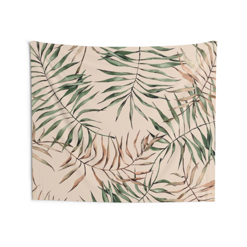 Floral Tapestry | Beige Green Palm Leaves