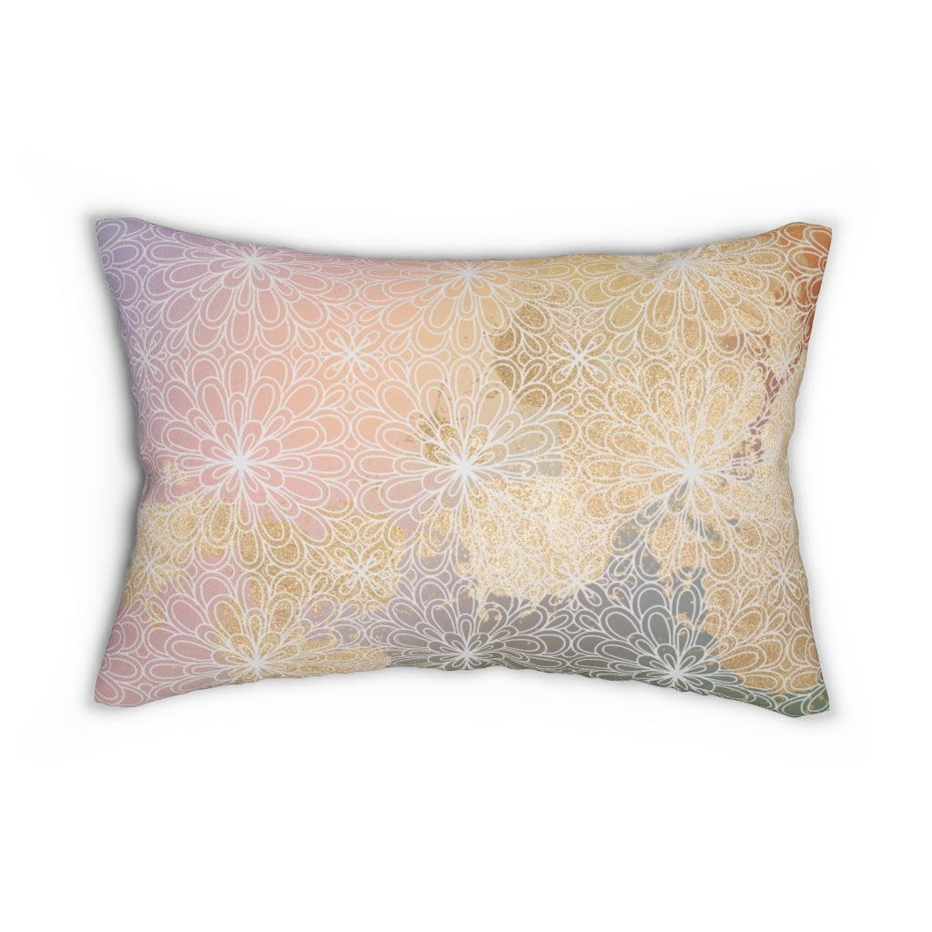 Abstract Boho Lumbar Pillow | Yellow Blush Pink Grey