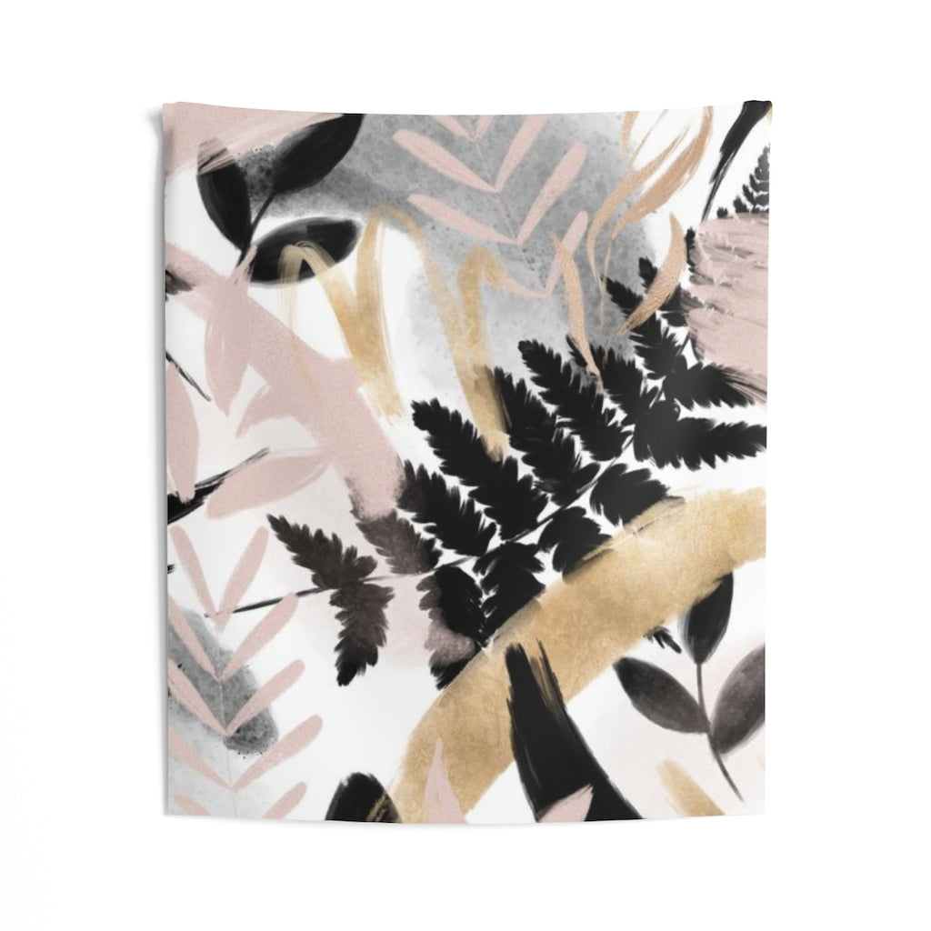 Floral Tapestry | White Blush Pink Black Gold