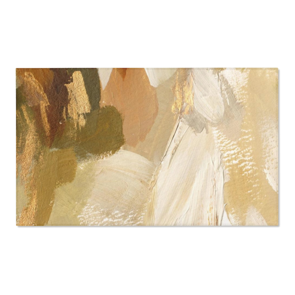 Abstract Area Rug | Cream Green Beige Gold Acrylic