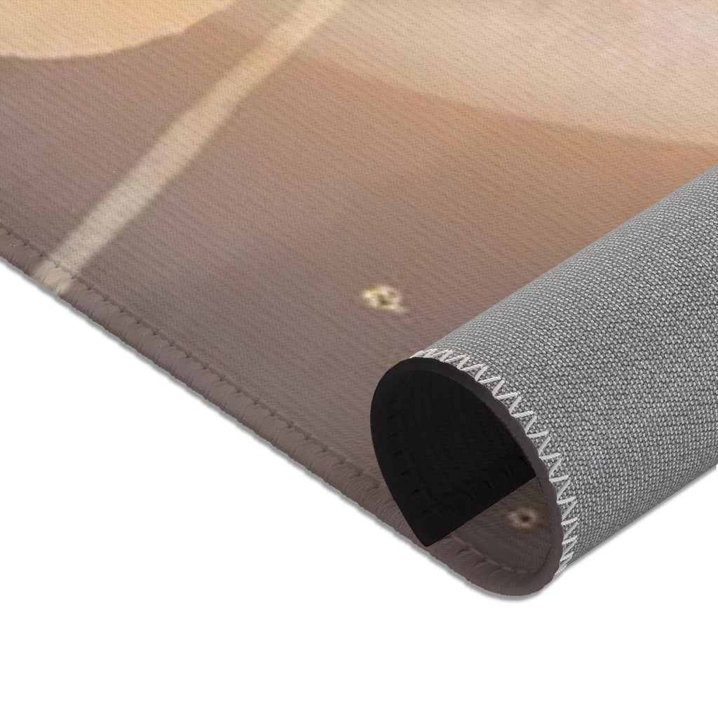 Floral Area Rug | Dark Blush Pink Green Gold