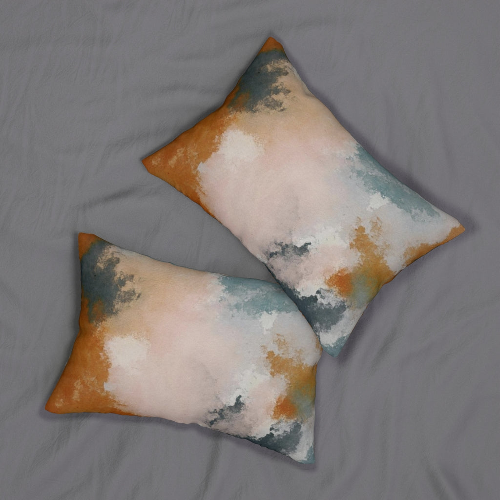 Abstract Boho Lumbar Pillow | Beige Rust Brown Blue