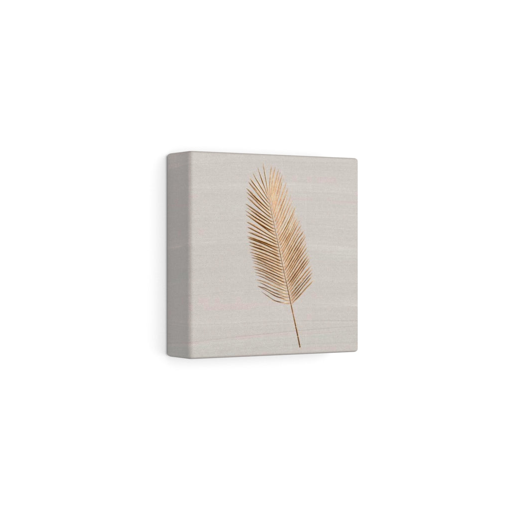 Modern Wall Canvas Art | Beige Gold Feather