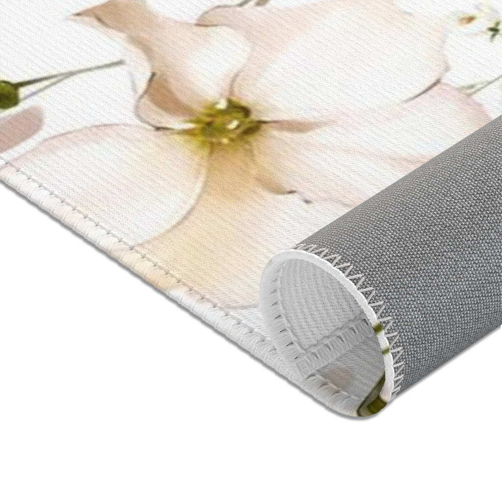 Floral Area Rug | Red Pink Rust Flowers