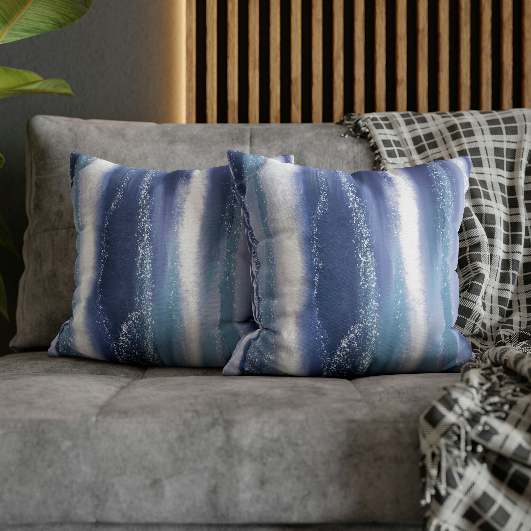 Abstract Pillow Cover | Navy Pale Blue White