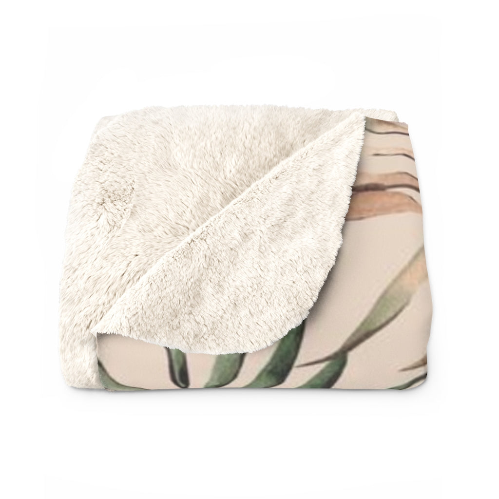 Floral Comfy Blanket | Beige Palm Leaves
