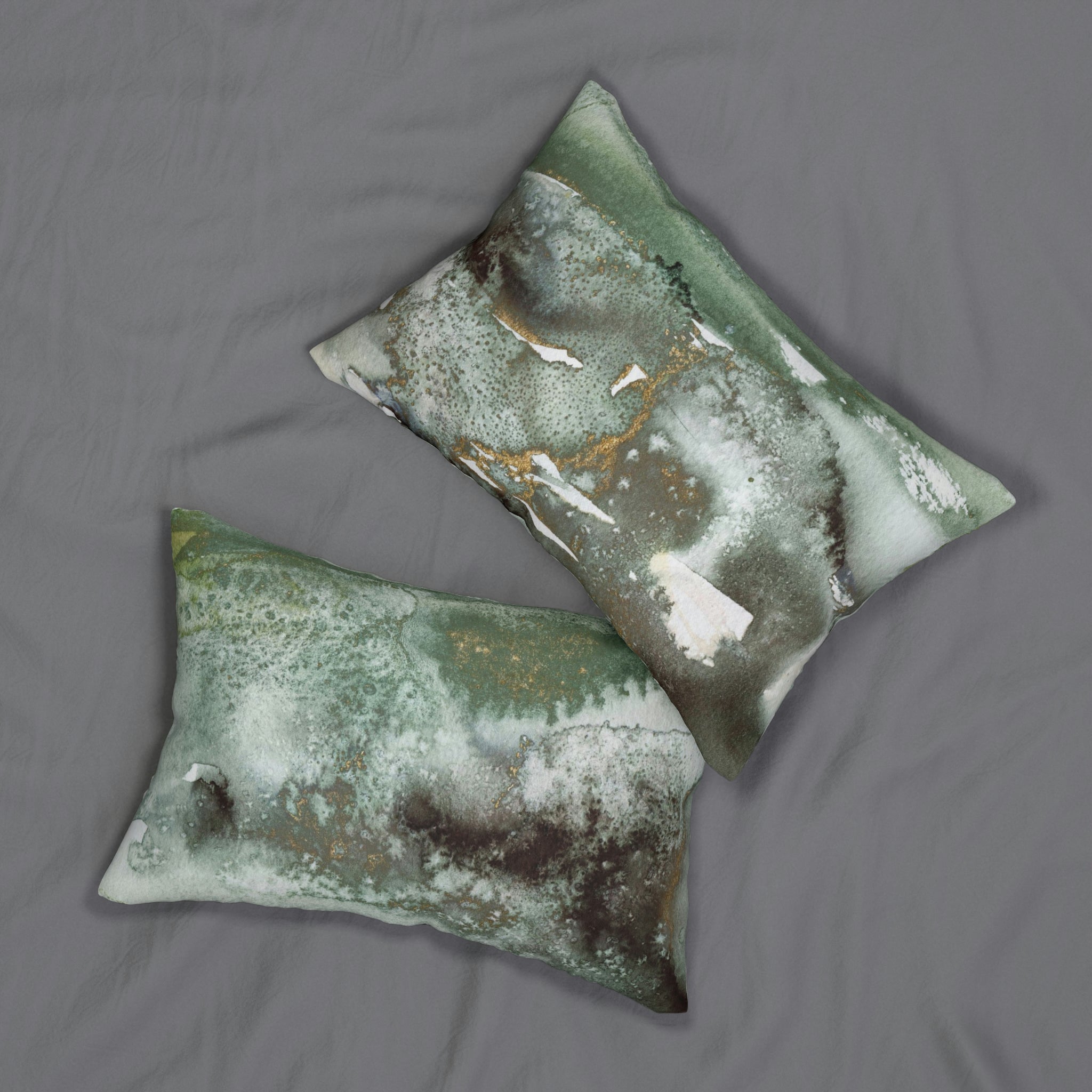 Abstract Lumbar Pillow | Earthy Green Ombre