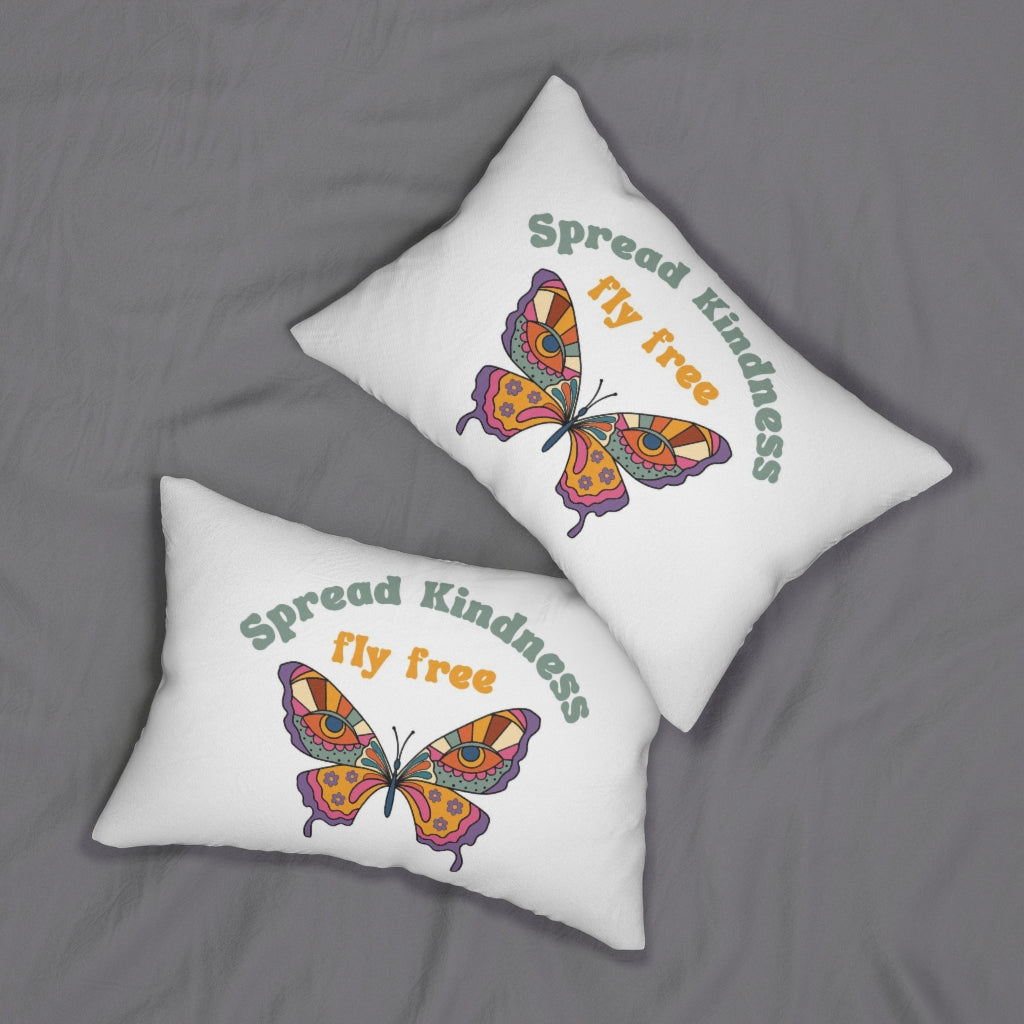 With Saying Boho Lumbar Pillow | Purple Butterfly | Spread Kindness