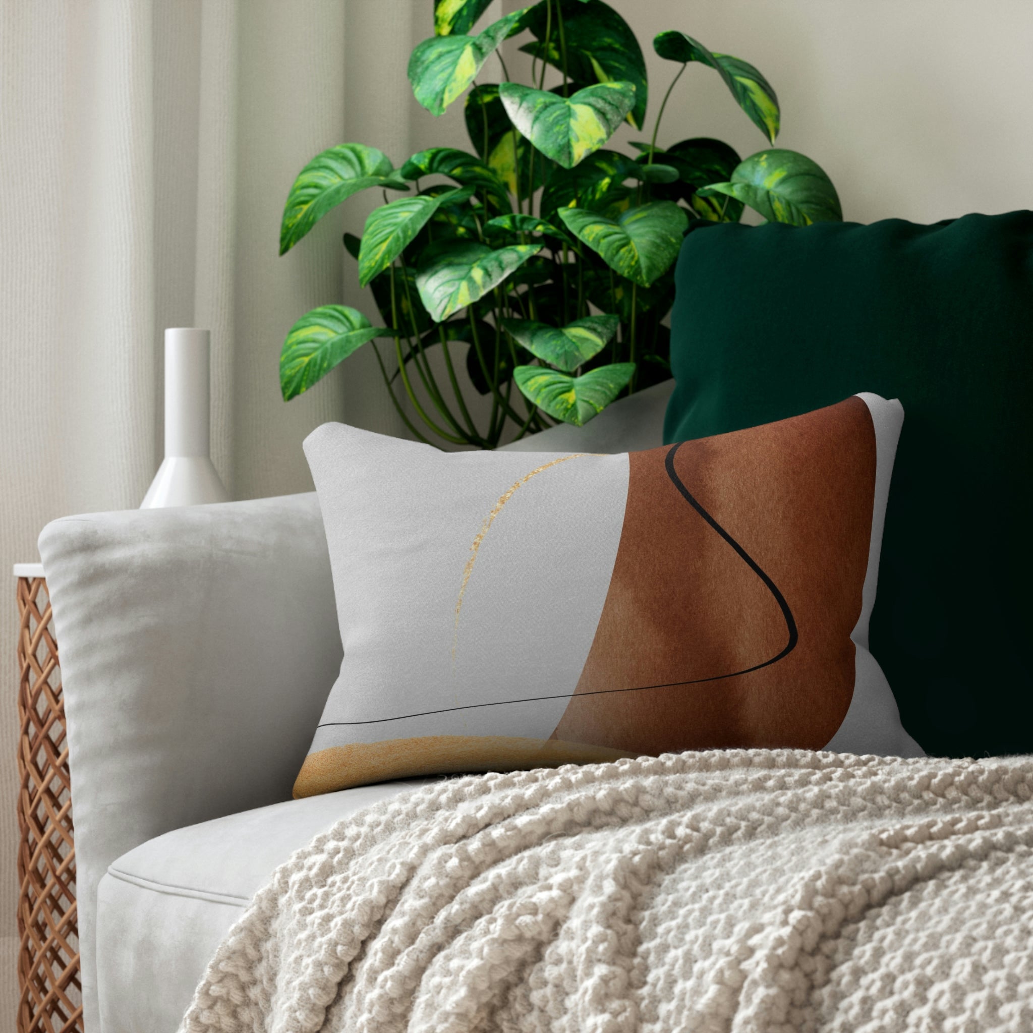 Boho Lumbar Pillow | Earthy Rust Abstract