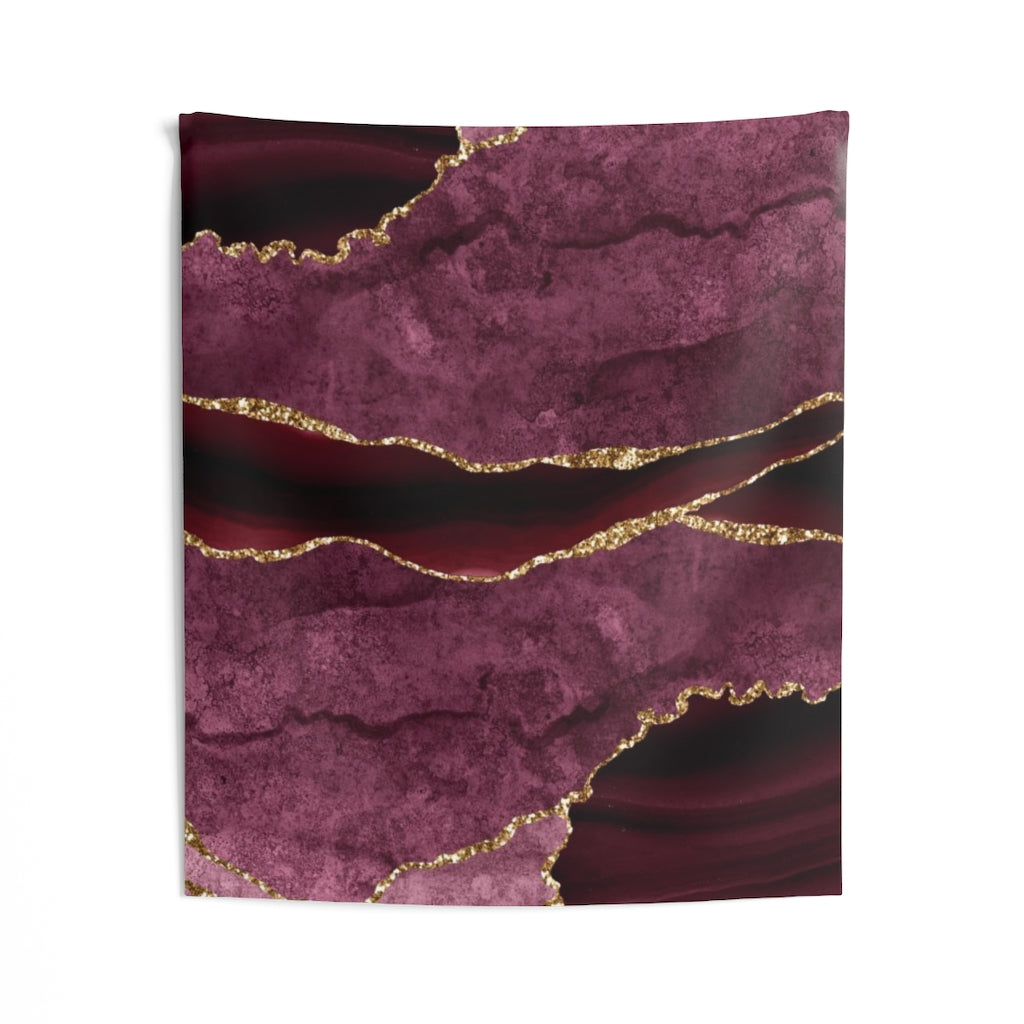 Abstract Tapestry | Wine Red Gold