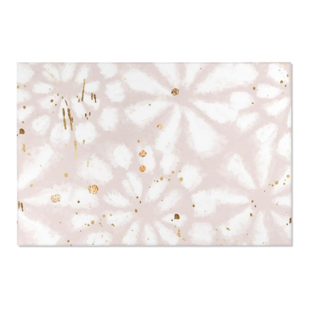 Boho Area Rug | Blush Pink White Gold