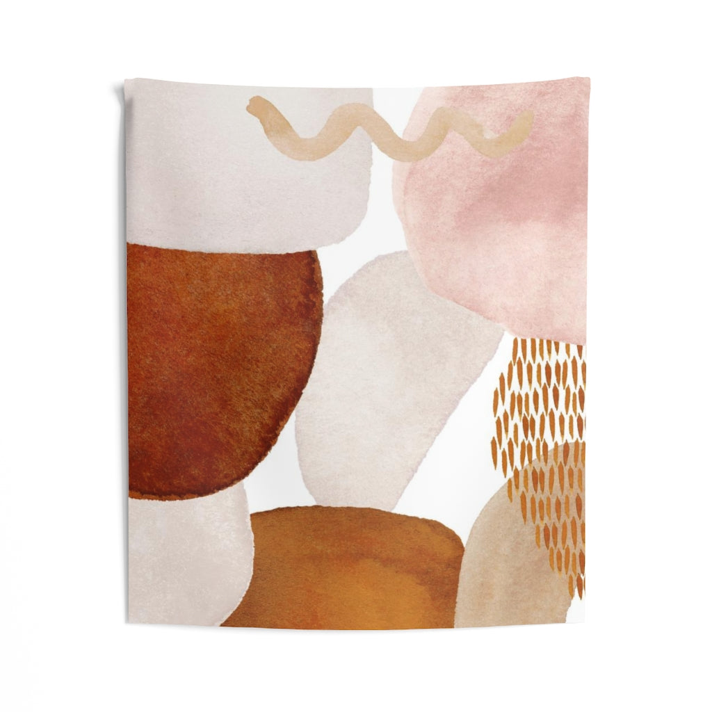 Abstract Tapestry | Blush Pink White Beige Rust