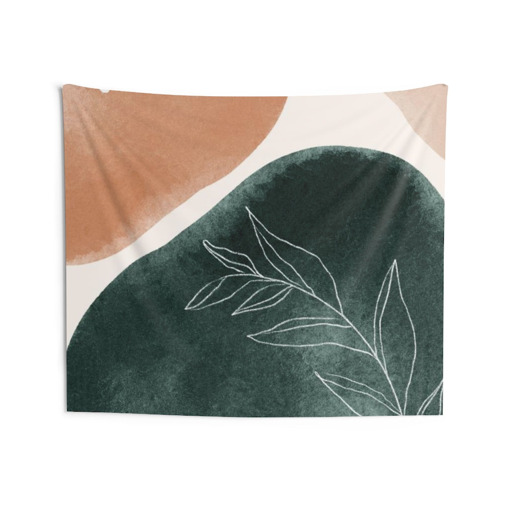 Floral Tapestry | Emerald Green Orange Beige