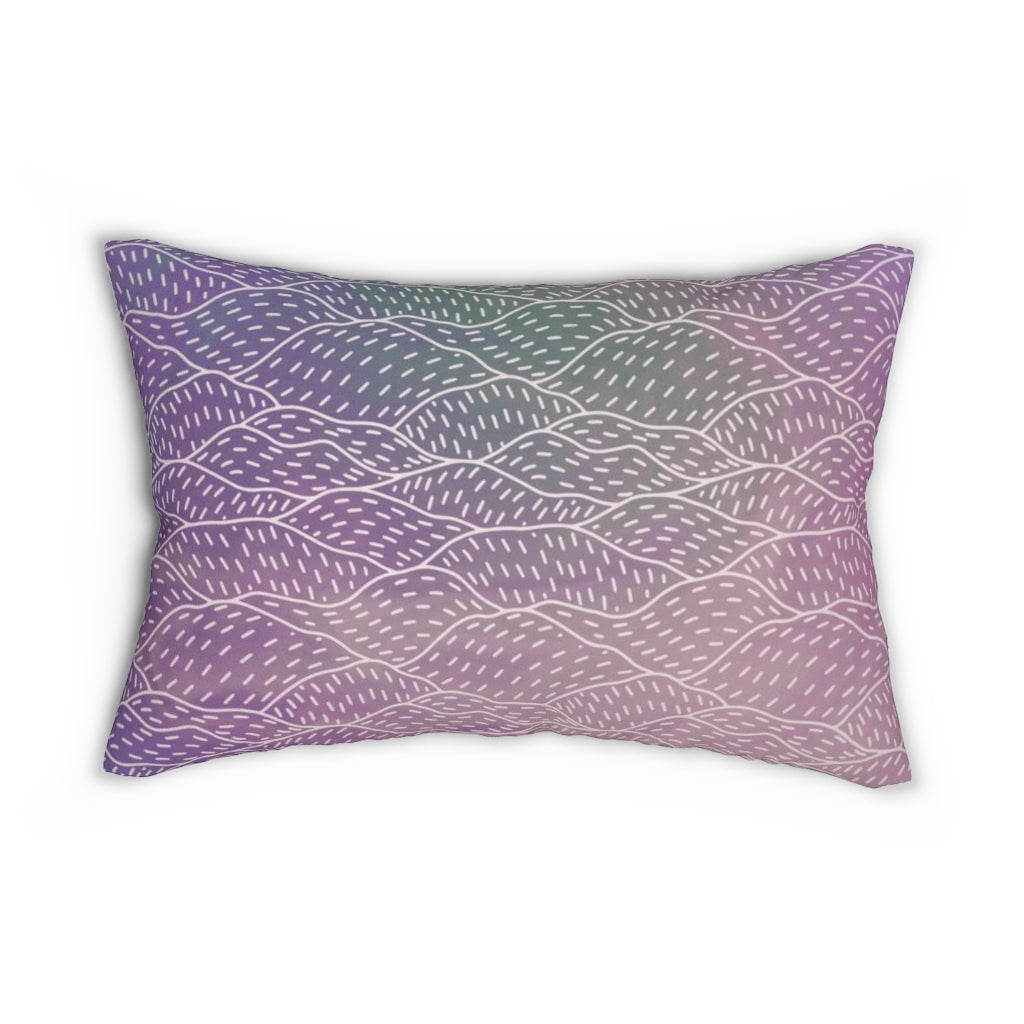 Abstract Boho Lumbar Pillow | Purple Green White