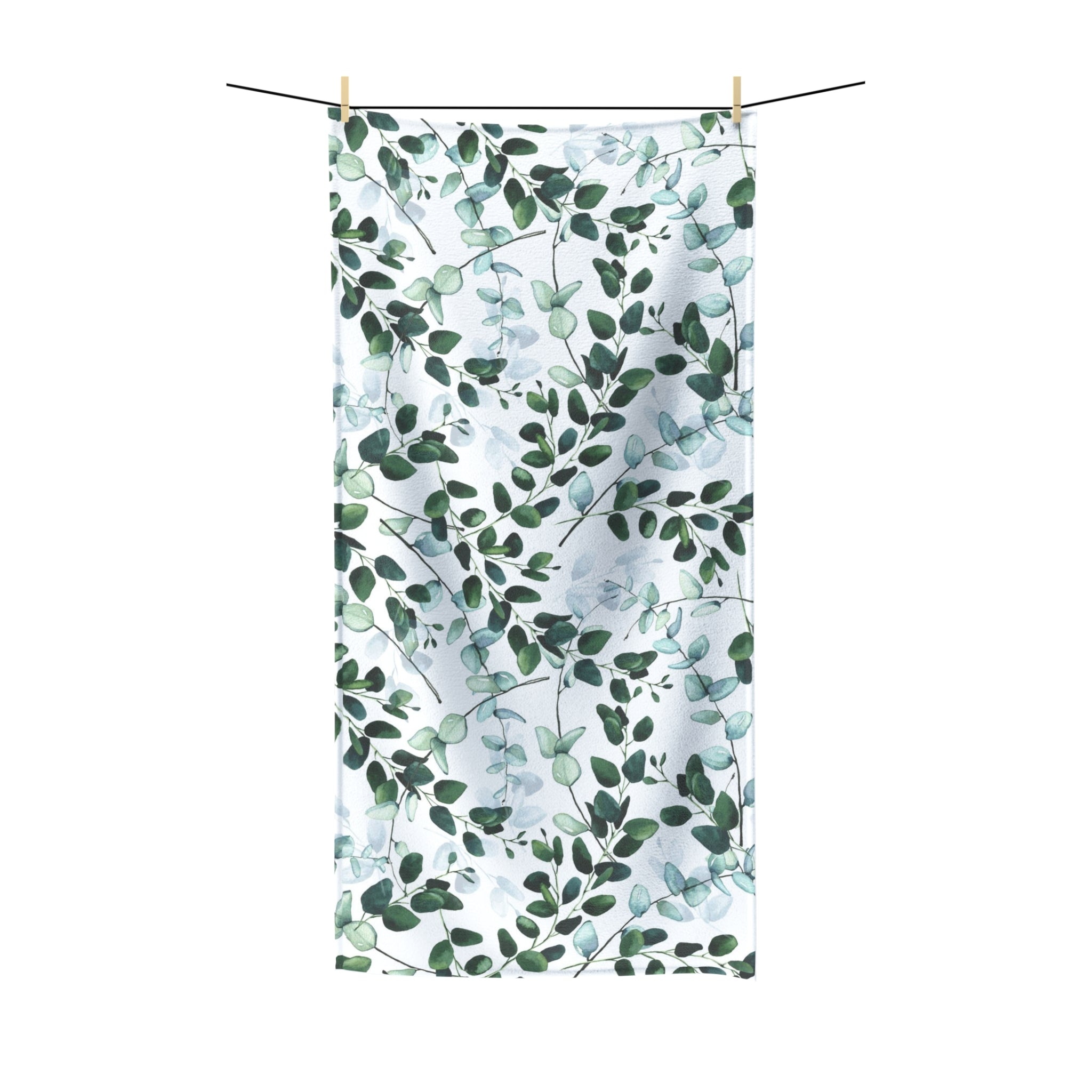 Floral Boho Bath Beach Towel | Forest Sage Green White