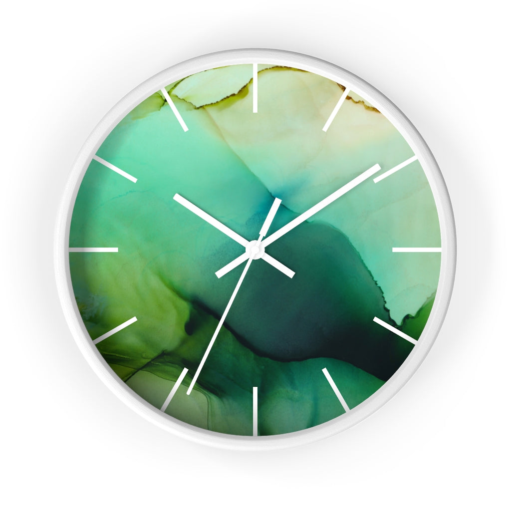 Wood Wall Clock, Green Ombre 10"