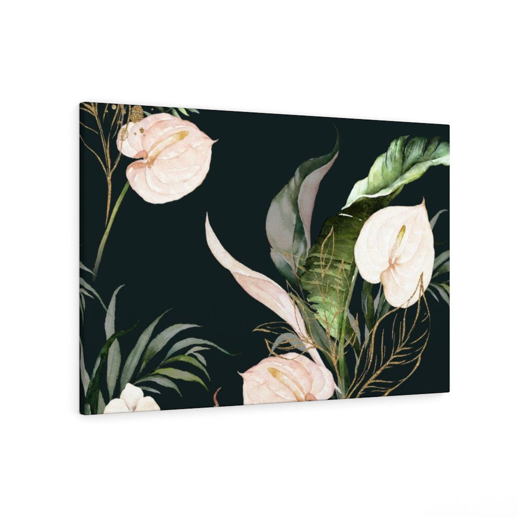 FLORAL WALL CANVAS ART | Black Green Beige