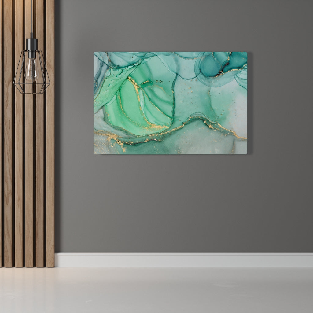Abstract Canvas Art | Green Gold White