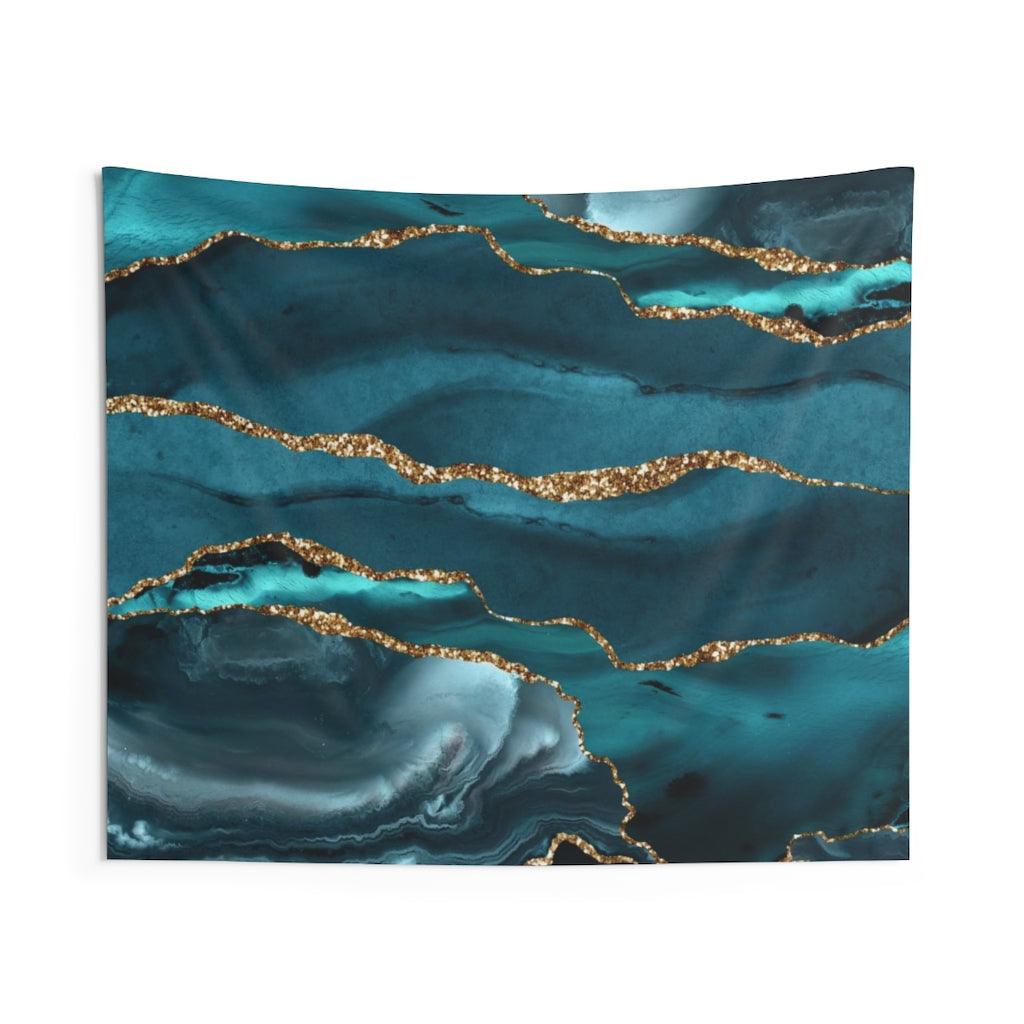 Abstract Tapestry | Teal Green Blue Gold