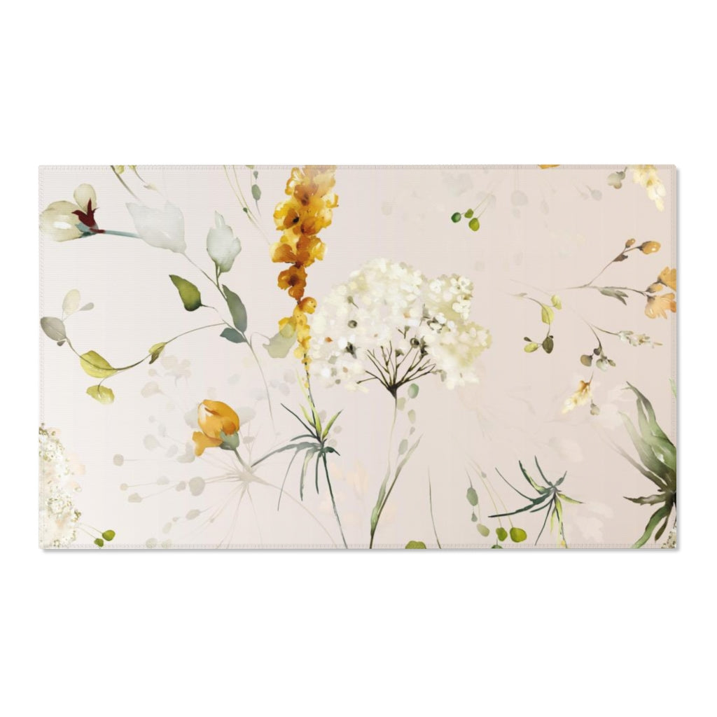 Floral Area Rug | Beige White Pink