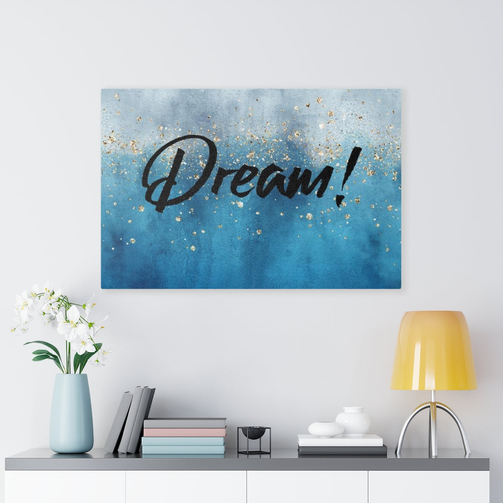 WITH SAYING WALL CANVAS ART | Grey Blue Gold | Dream