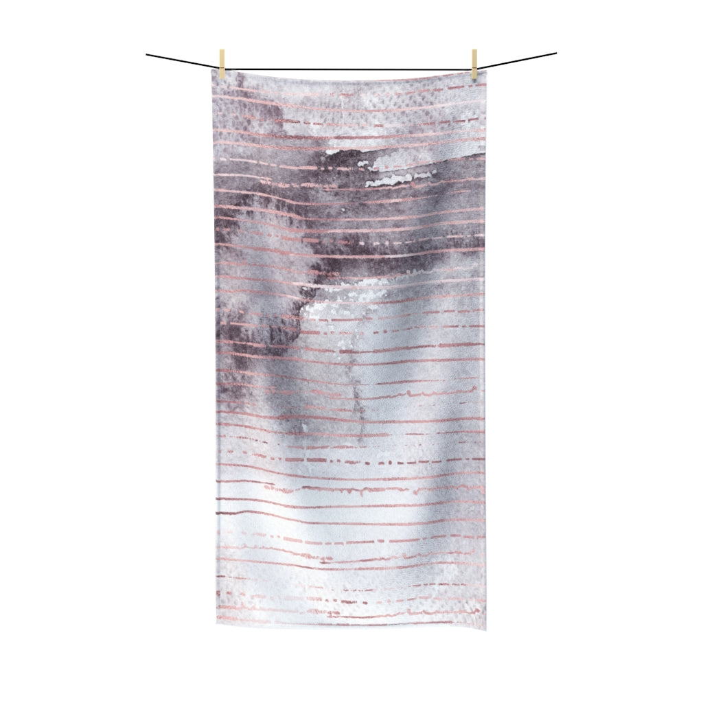 Abstract Bath Towel | Lavender Ombre | Pink Stripes