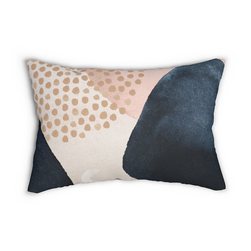 Abstract Lumbar Throw Pillow, Navy, Blush Pink