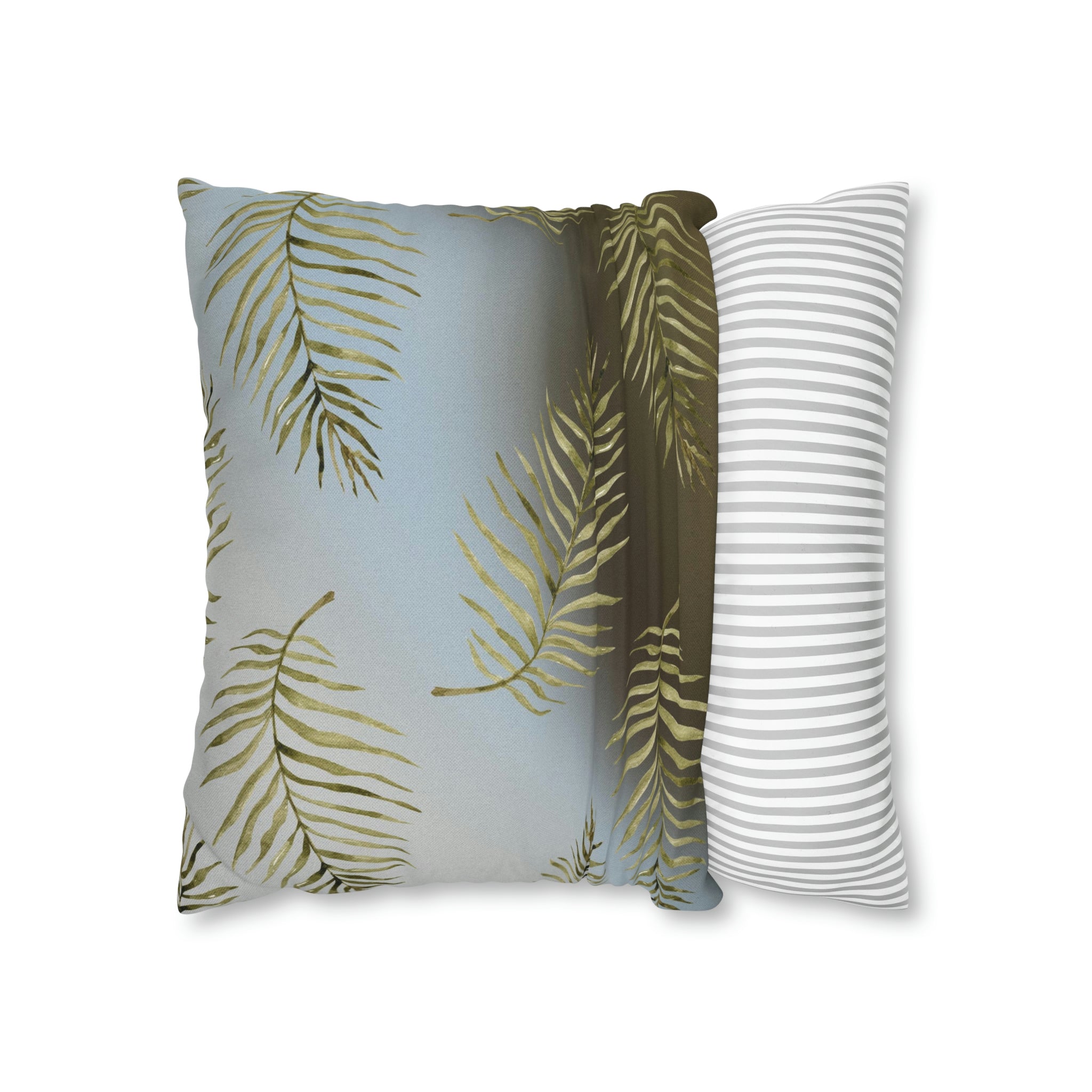 Floral Boho Pillow Cover | Palm Leaves Blue Beige